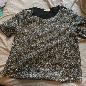 Sparkling Silver Sequin Top
